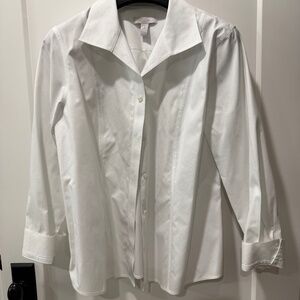 Chico's no-iron white shirt with turn up cuffs size 2.
